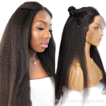 180% Density Human Lace Front Wigs, 10A Grade Silky Kinky Straight Pre Plucked 13x4 13x6 Transparent Frontal Raw Indian Hair Wig